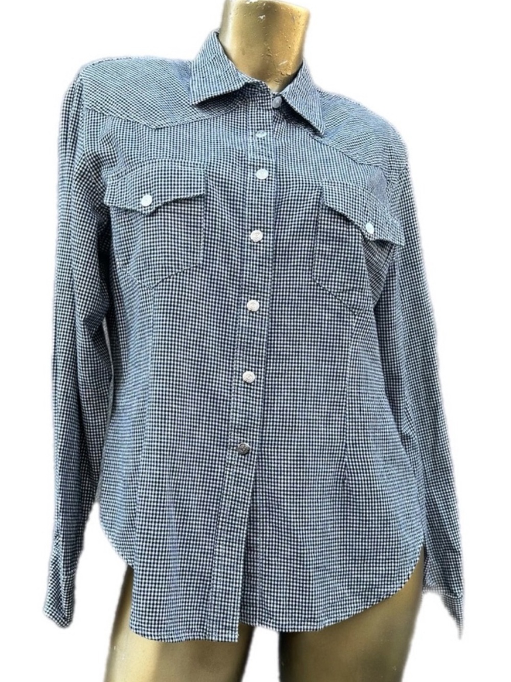 Vintage Panhandle Slim Western Wear Checkered Collared Button-down Shirt size L